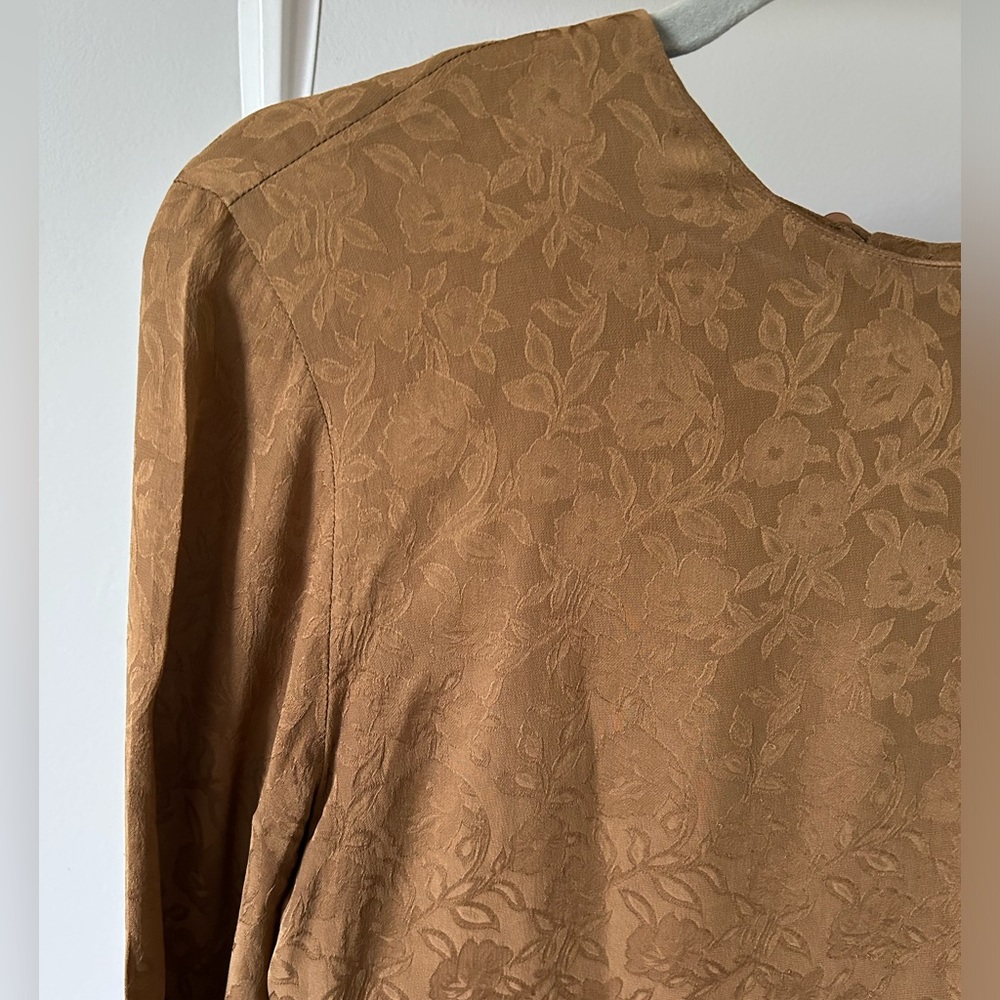 Brown silky satin long sleeve